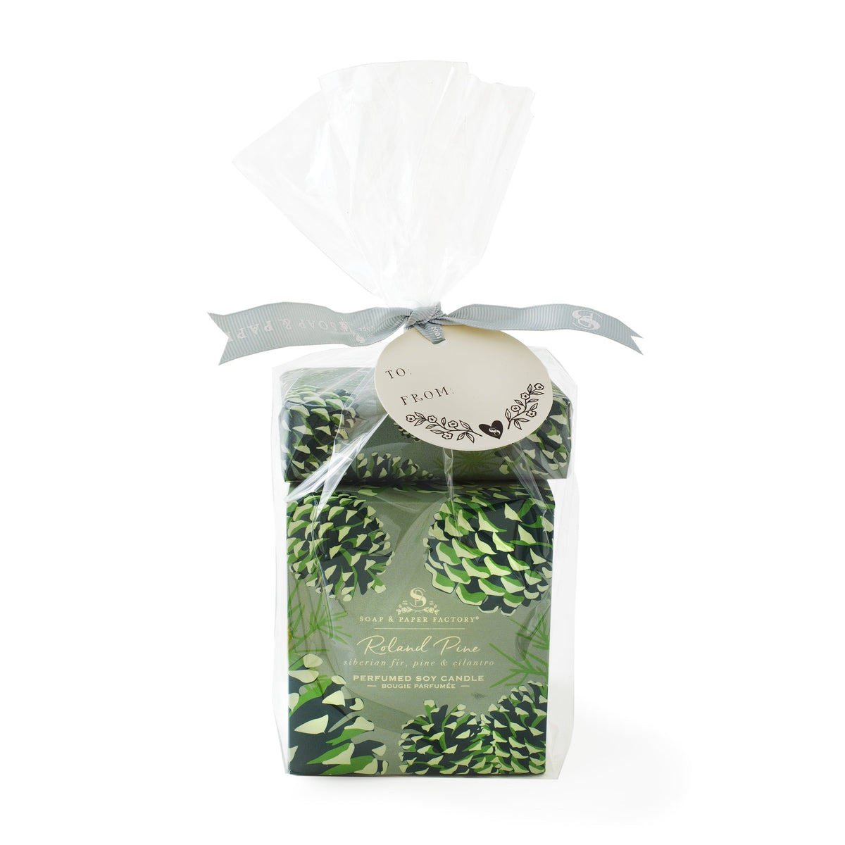 Soap & Paper Factory Roland Pine Single-Wick Candle 9.5oz & Soap 5oz Gift Set Large 65 hour burn time - Brought to you by Luxe & Lark