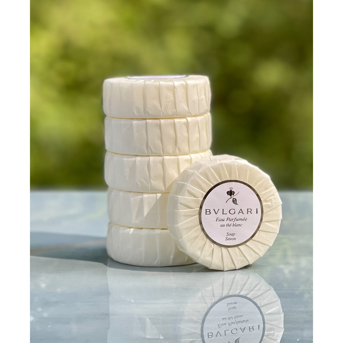 Bvlgari Bulgari Au The Blanc White Tea Pleated Soap set of 6 50g 1.7oz - Brought to you by Luxe &amp; Lark
