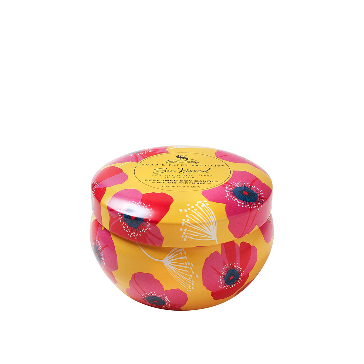 Soap &amp; Paper Factory Sun Kissed Large Tin Candle 6oz burn time 22 hours - Brought to you by Luxe &amp; Lark