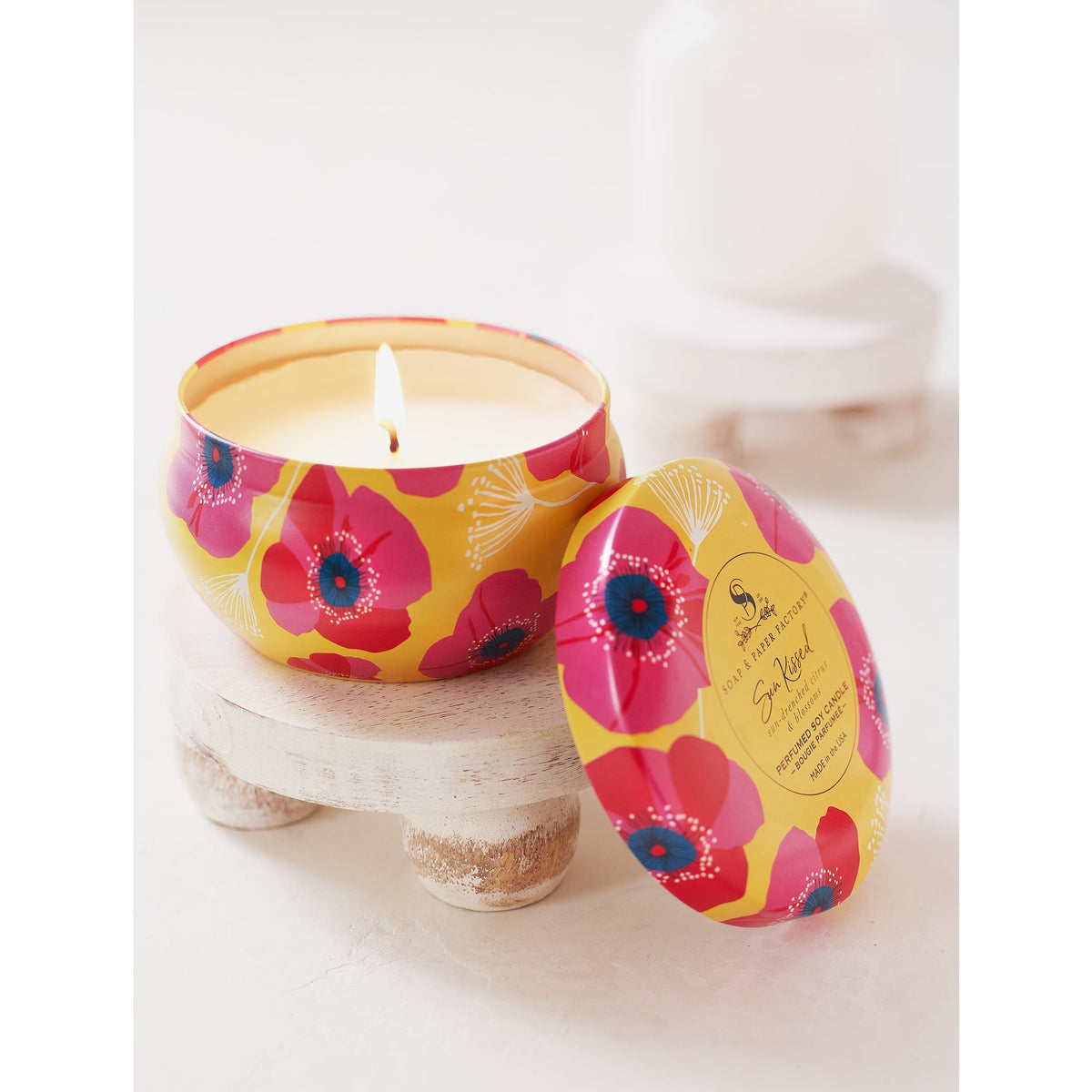Soap &amp; Paper Factory Sun Kissed Large Tin Candle 6oz burn time 22 hours - Brought to you by Luxe &amp; Lark
