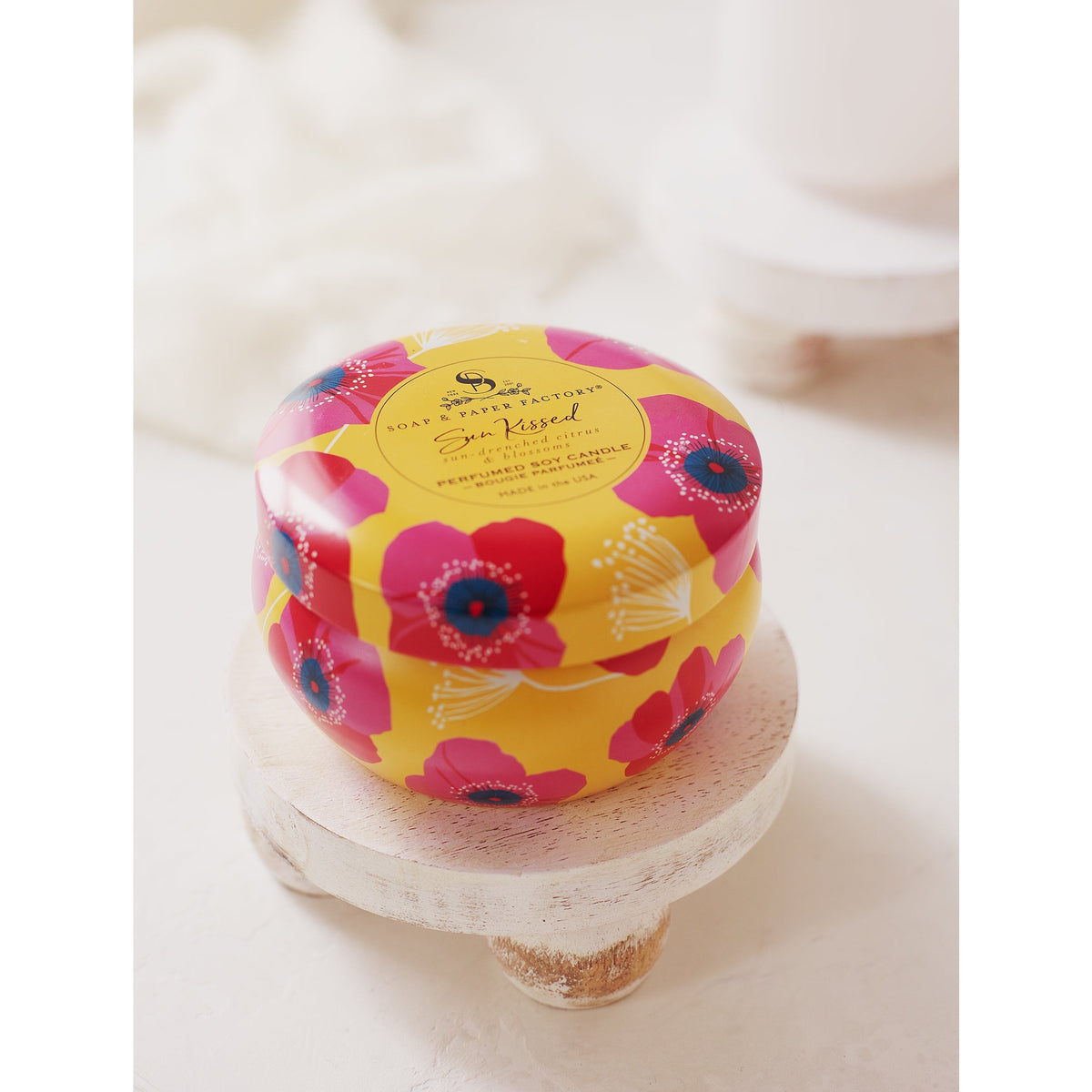 Soap &amp; Paper Factory Sun Kissed Large Tin Candle 6oz burn time 22 hours - Brought to you by Luxe &amp; Lark