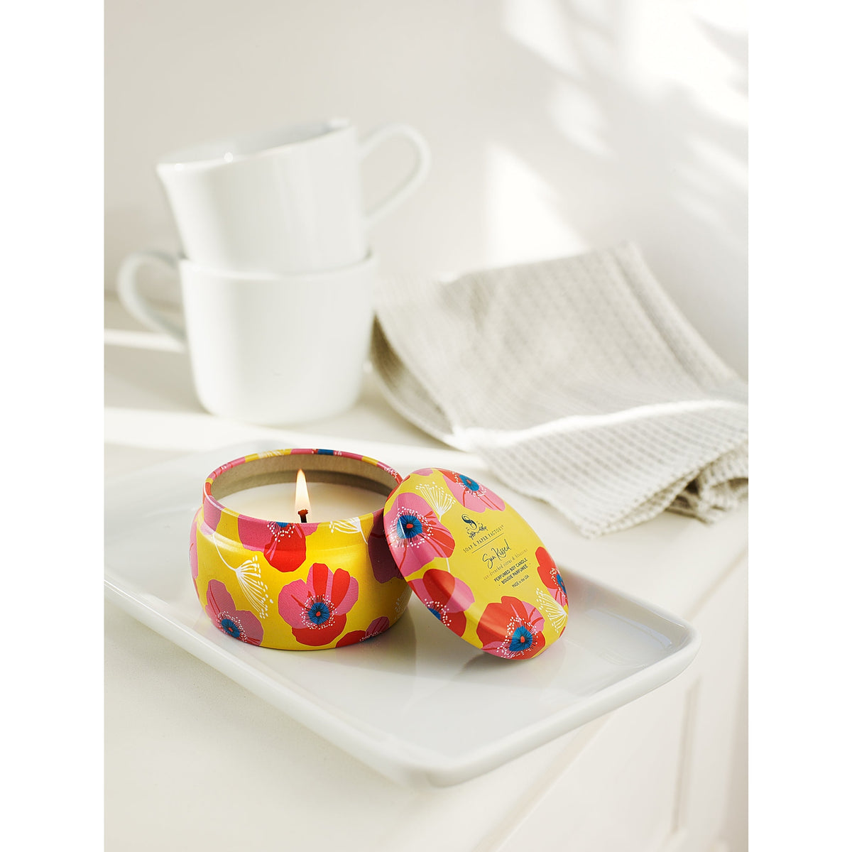 Soap &amp; Paper Factory Sun Kissed Small Tin Soy Candle 3oz burn time 18 hours - Brought to you by Luxe &amp; Lark
