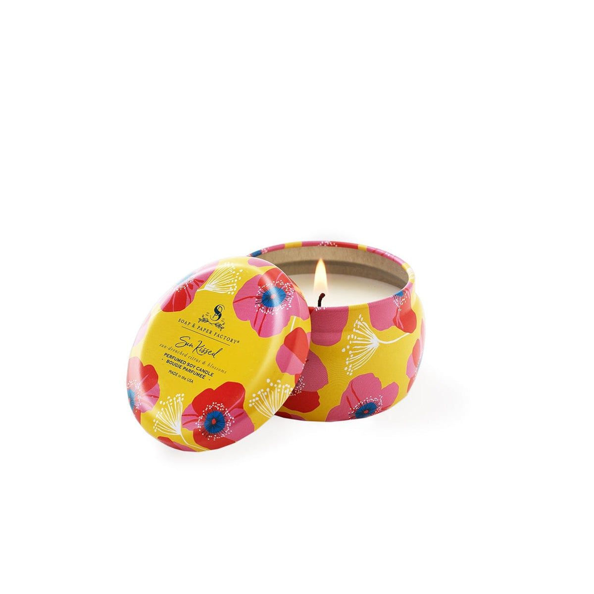 Soap &amp; Paper Factory Sun Kissed Small Tin Soy Candle 3oz burn time 18 hours - Brought to you by Luxe &amp; Lark