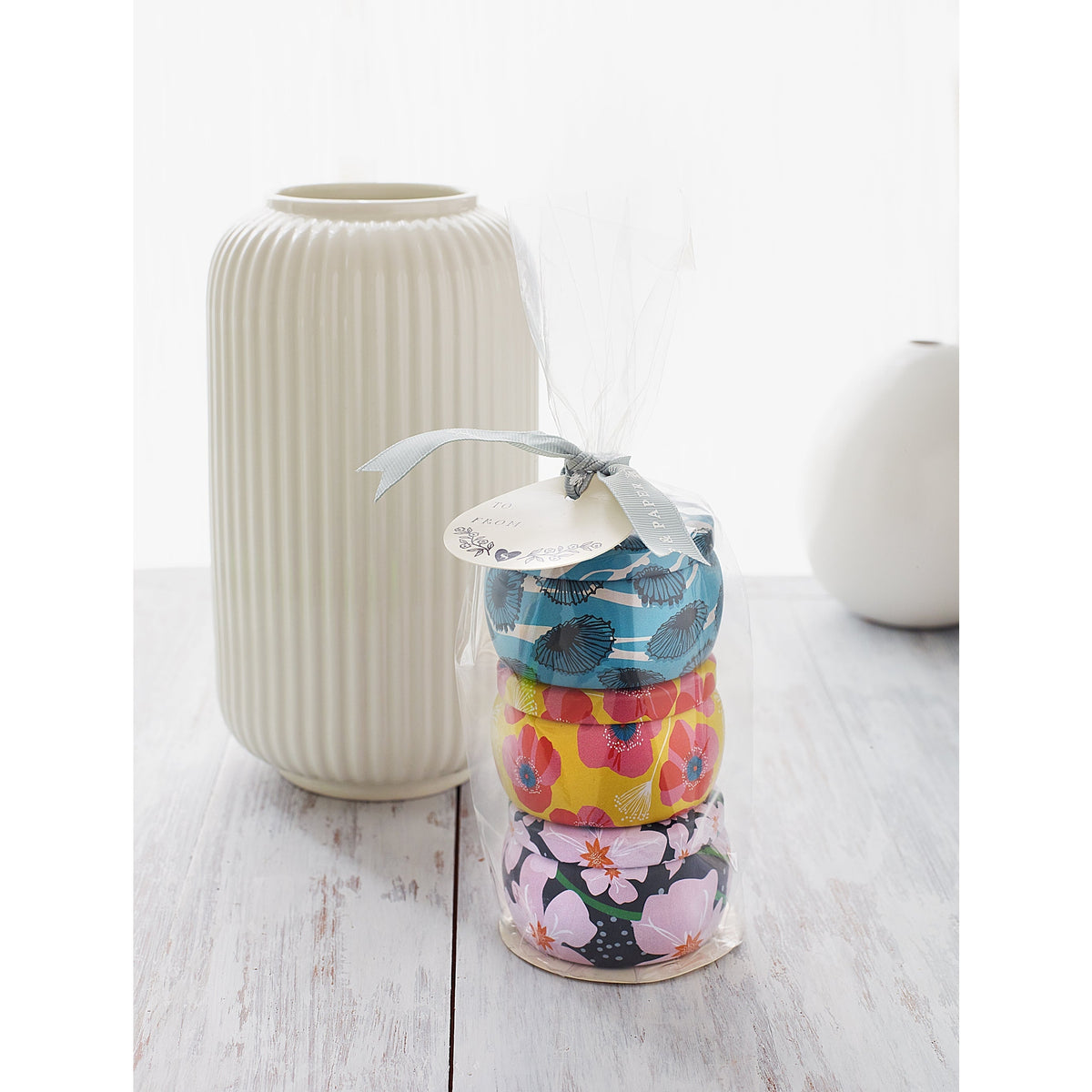 Soap &amp; Paper Factory Small Tin Candle Trio Sun Kissed Citrus, North Shore, Vanilla Fleur set of 3, 3oz burn time 18 hours - Brought to you by Luxe &amp; Lark