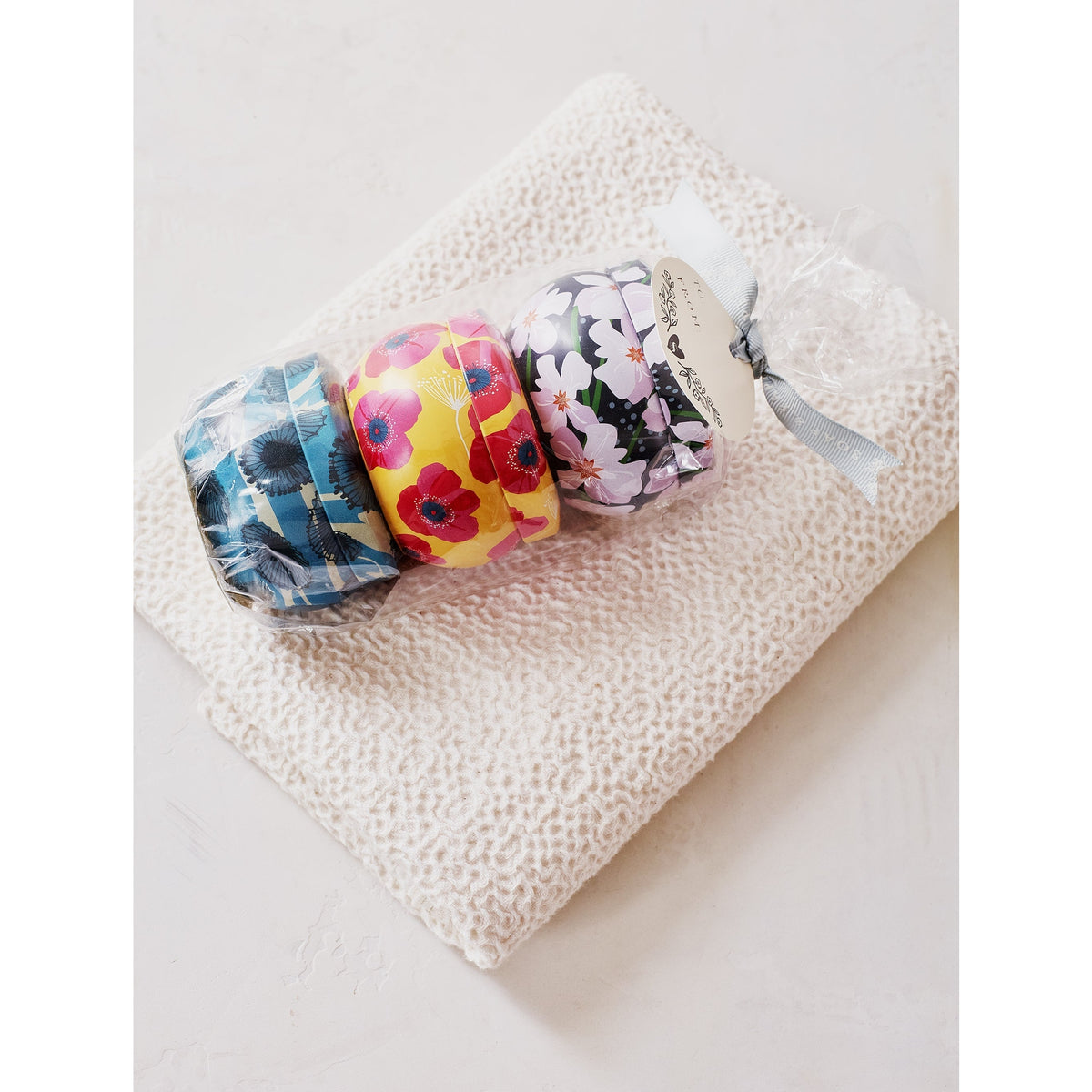 Soap &amp; Paper Factory Small Tin Candle Trio Sun Kissed Citrus, North Shore, Vanilla Fleur set of 3, 3oz burn time 18 hours - Brought to you by Luxe &amp; Lark