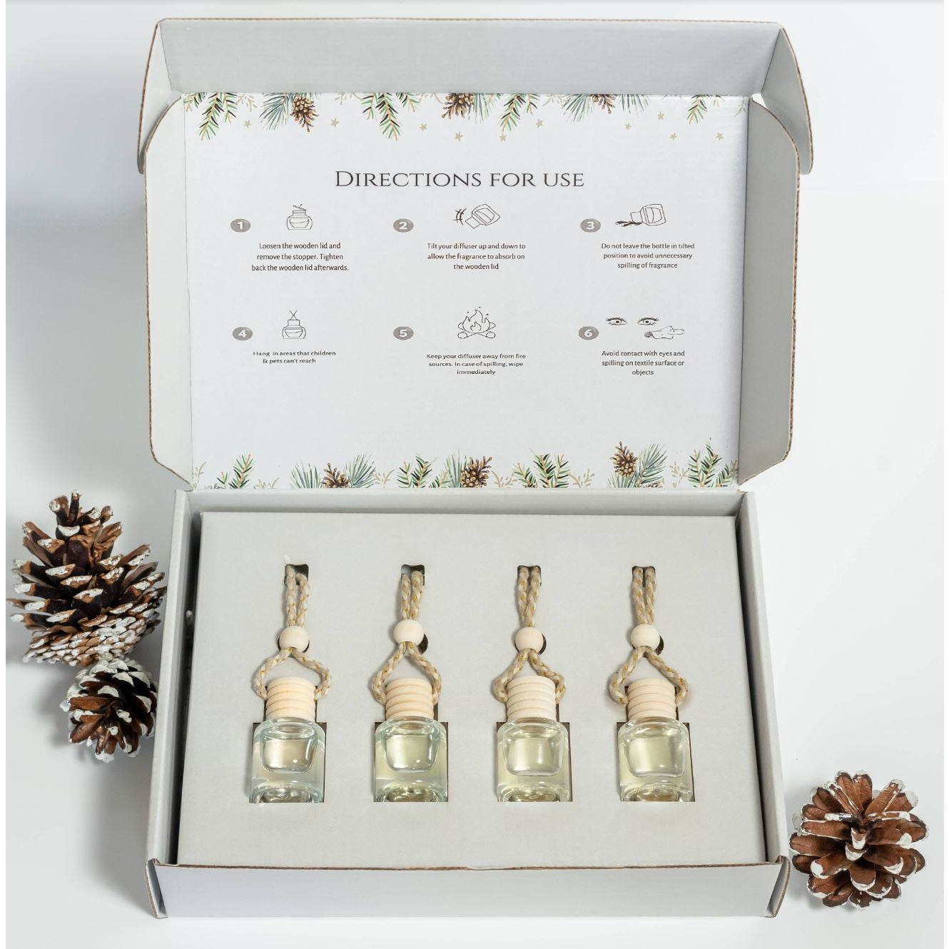 Ivy & Sage Christmas Tree hanging Real Scent Pine Jar Diffuser set of 4 - Brought to you by Luxe & Lark