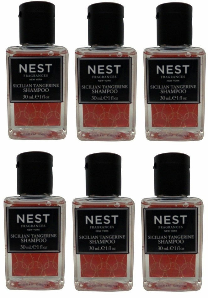 NEST Fragrances Sicilian Tangerine Shampoo, Set of 6 Travel Size Bottles 1 oz each