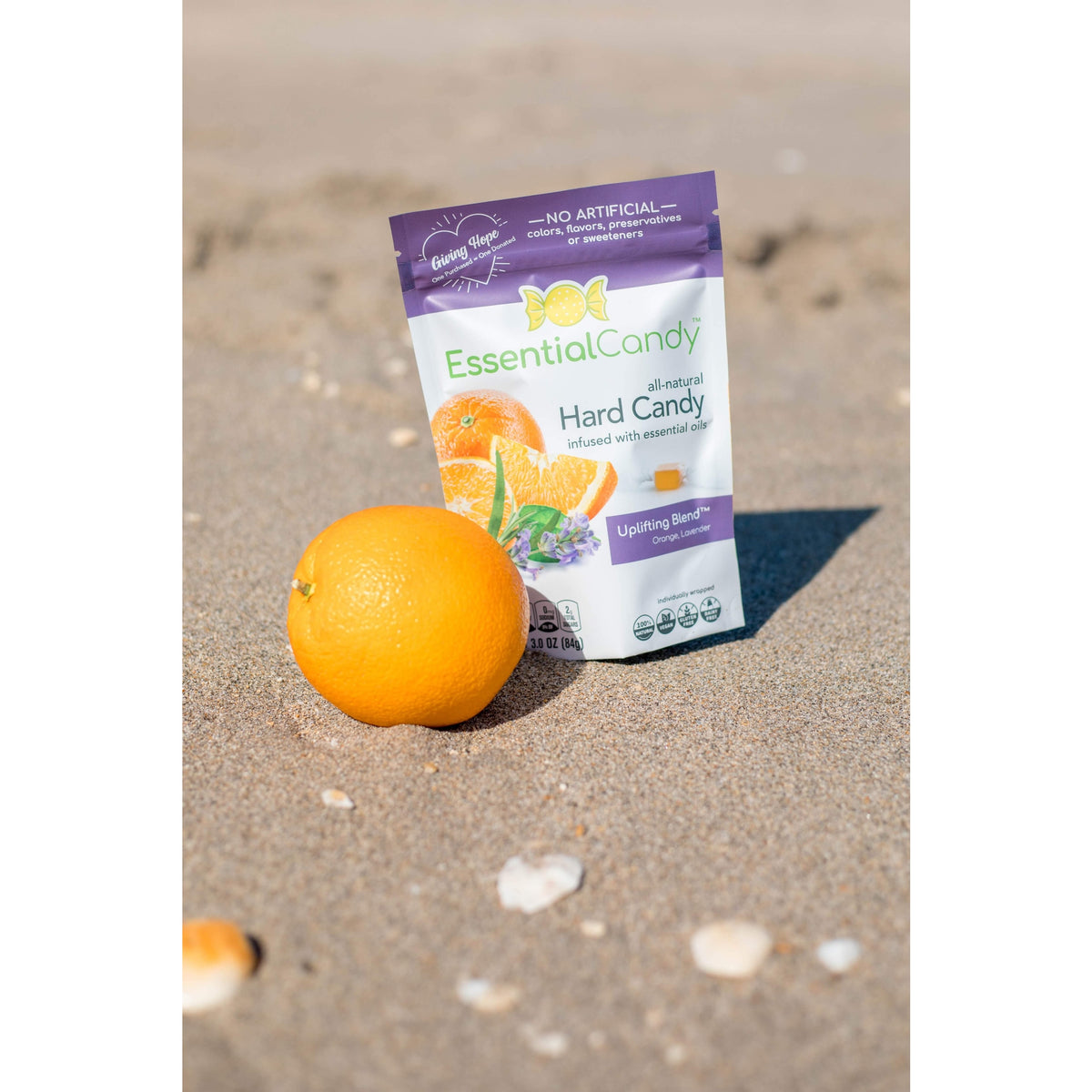 Essential Candy Uplifting Blend Functional Hard Candy, Tranquil and Chill Balance, Organic Ashwagandha, Skullcap, Orange, Lavender, Gluten-Free, Non-GMO, Vegan - Brought to you by Luxe &amp; Lark